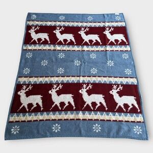 Vintage 1986 VUTEKS Crown Crafts Deer Blanket Reversible‎ 60" x 80" Yugoslavia